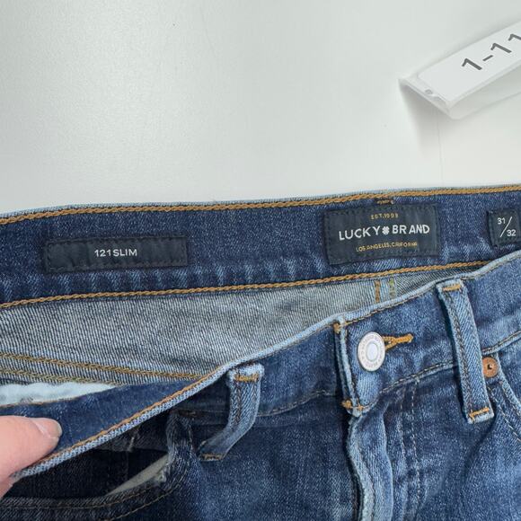 Lucky Brand Jeans Mens 31 x 32 Blue 121 Slim Distressed Denim Cotton - Picture 4 of 9